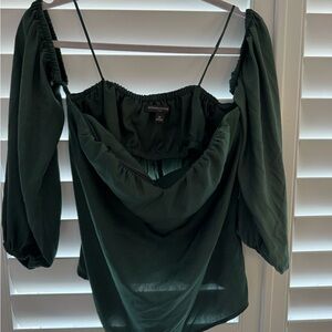 Banana Republic Forest Green Off-Shoulder Blouse